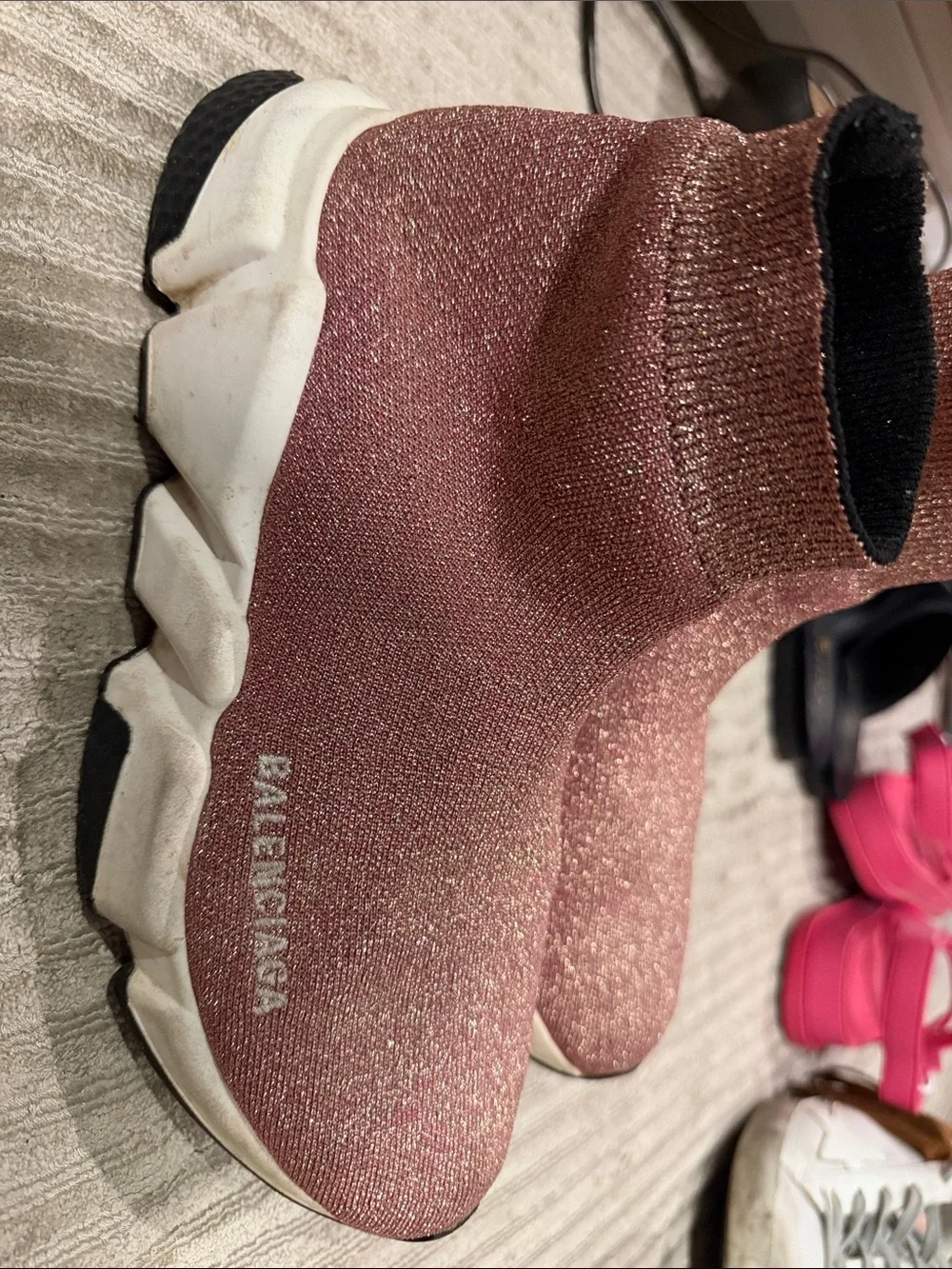 Balenciaga Metallic Pink Knit Sneaker